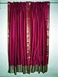 2 Cerise Pink Art Silk Sari Curtains Golden Border Indian 84"