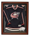 Columbus Blue Jackets Hockey Jersey Display Case, Removable Face with Classic Wood Finish Frame