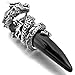 Men's Stainless Steel Pendant Necklace Crystal Silver Black Dragon Wolf Tooth Tribal -with 23 inch Chain
