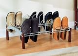 Neu Home 10730 Organize It All Espresso 9 Pair Wood and Metal Shoe Rack
