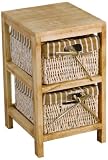 Hansen Korb 3401/2 Holzregal mit 2 Maisstrohk&ouml;rben / mit braun/beige gestreiftem Stoff / B 27 T 30 H 45 cm
