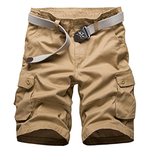 Lega Mens Relaxed Fit Summer Casual Twill Classic Outdoor Wear Cargo Shorts(Khaki/4XL/40)