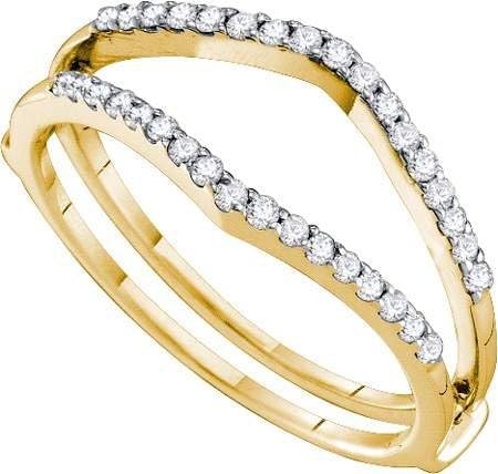 14k Yellow Gold 1/4ct Round Diamond Ring Guard Wedding Anniversary Band (1/4 .25 cttw Size 7 11 H - I Color )