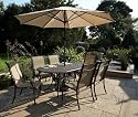 South Carolina 6 Seat Oval Garden Furniture Set with Textaline Armchairs & Parasol