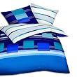 Kaeppel Bettw�sche Garnitur Biber Design Cascade blau Gr. 135x200 cm + 80x80 cm
