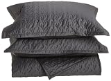Tuscany Fine Italian Linens Egyptian Cotton Quilted Coverlet Set, Queen, Dark Gray