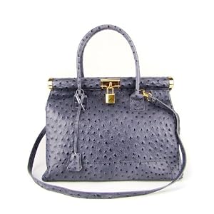 MEDIGRIFFE Italian Made Ladylike Handbag Tote in Cognac, Dark Brown, Gray or Red Ostrich Embossed Leather