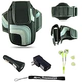 Black Adjustable Deluxe Sportband / Workout Armband with Adaptable Neck Str ....