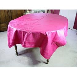 Carmagnole Tone on Tone Coated Pink French Tablecloth 65 by 100 inches