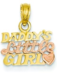 14K Two Tone Gold Daddys Little Girl Pendant Charm