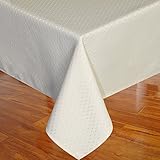 Eforcurtain Elegant Waffle Polyester Table Cover Rectangle Tablecloth Stain Resistant /Spill-proof /Waterproof, Beige, 60-inch By 102-inch