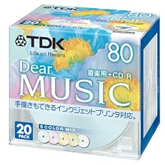 TDK 音楽用CD-R 80分 インクジェットプリンタ対応(5色カラーミックス・ワイド印刷仕様) 20枚パック 5mmケース CD-RDE80CPMX20S