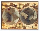 Antique Map Of The World Lithograph Art Poster Print - 16