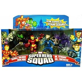 Super Hero Squad the Secret Invasion Begins -Iron Man, Skrull, Dr. Strange, Mr. Fantastic 4 Pack