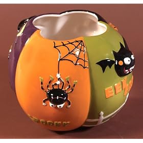 Candy Dish Halloween Decor Bats Spiders Witch