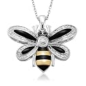 Sterling Silver & Enamel Bumble Bee Diamond Pendant, 18"