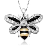 Sterling Silver and Enamel Bumble Bee Diamond Pendant, 18 51HFLifV3 L. SL160 Sterling Silver and Enamel Bumble Bee Diamond Pendant, 18