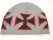 Grey Beanie Black Red Maltese Iron Cross Skate Punk Beanie