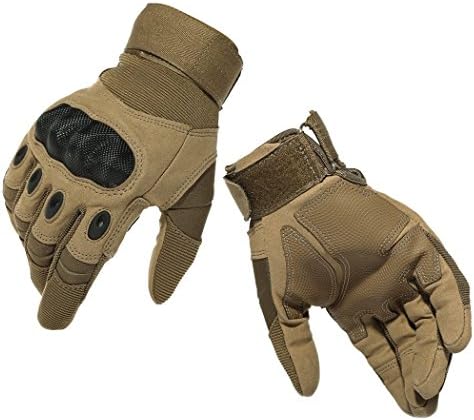 Men's Outdoor Tactical Gloves Full Finger Military Combat Batting Cycling Motorcycle Gloves Hiking Racing Fitness Gloves -Brown, L