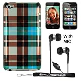 Durable Crystal HD Flexible Graphic Design Case for Apple iPod Touch 4 ( Compatible with all Models, 8 GB 32 GB and 64 GB) + Includes an eBigValue (TM) Determination Hand Strap KeyChain + Includes Anti Glare screen protector, Protects against scratches and dirt + Includes a Crystal Clear High Quality HD Noise Filter Earbuds Earphones Headphones with Mic, 3.5mm Jack For iPod, iPhone and iPad