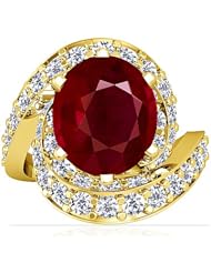 14K Yellow Gold Oval Cut Ruby Ring With Sidestones