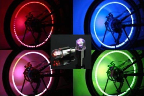 New 2 Pcs Bicycle Bike Car Wheel Tire Valve Cap Led Flash Light Neon Lamp RGB Light