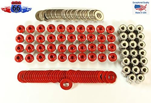 Route66Mods Powder Coated Screw/Bolt Set-Kit for Fender Flares - Pocket Style Hardware (Red)
