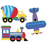 Wallies Peel & Stick Vinyl Wall Decals, Olive Kids Trains, Planes And Trucks Wall Stickers, Includes