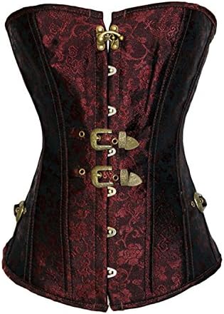 LAFFIZLE Plus Size Women's Retro Goth Steel Boned Brocade Vintage Steampunk Bustiers Corsets (XL)