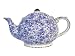 Teapot with 4 Cup Capacity Decorated in Overall Blue Rose Chintz Decor