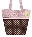 Pink and Brown Polka Dot and French Toile Handbag (Great for Diaper Bag, Tote Bag, Purse or Beach Bag)