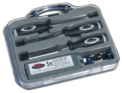 Footprint Tools 389HSG 5pc. Wood Chisel and Sharpening Set in Plastic Storage Case