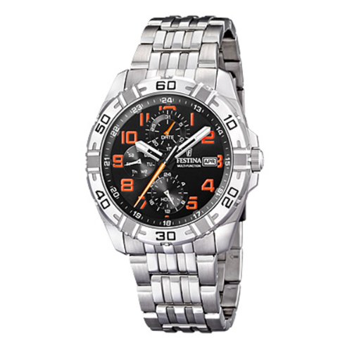 Festina Herren-Armbanduhr XL Sport Multifunktion Chronograph Edelstahl F16494/6 schwarzem Wechsel-Lederarmband
