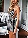 Choies Women's Cotton Black Stripe Drawing Waist Halter Romper Playsuit