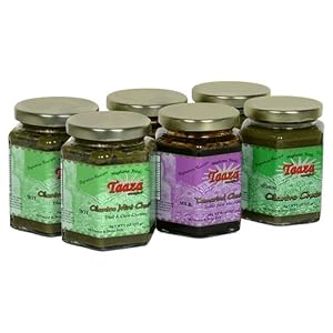 Taaza Indian Favorite Chutneys Variety Pack Glass Jars Pack of 6 by Taaza