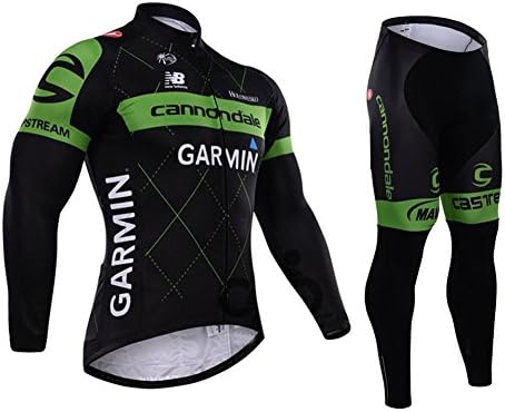 LingDing Mens 2015 Cannondale Garmin MTB Road Breathable Cycling Long Sleeve Jersey and Normal Pants Suit Medium