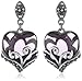 Amazon Collection Sterling Silver Oxidized Genuine Marcasite and Gemstone Colored Glass Filigree Heart Drop Earrings