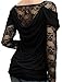 eVogues Plus size Floral Lace Sleeve Top Black - 1X