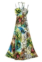 V-neck General Print Feathers Halter Sleeveless Acrylic/Polyester Maxi Dress 
