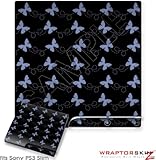 Sony PS3 Slim Skin - Pastel Butterflies Blue on Black