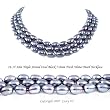 Triple Strand 16-18 Inches 7-8mm Black Oval Shape Freshwater Cultured Pearl Necklace