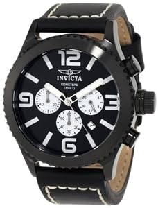Invicta Men's 1430 II Collection Chronograph Black Dial Leather Watch