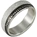 Stainless Steel Black and Sparkle Silver "You are always in my heart" 6mm Band Ring - Men