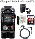 Olympus LS-100 Multi Track PCM Recorder + Olympus TP-7 Telephone Recording Microphone + International Travel Charger + LexSpeed 4GB Class 10 SDHC Memory Card + Spare LI-50B Rechargeable Li-Ion Battery