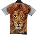 FaPlus Men's Fashion Lifelike 3D Print Lion Short Sleeve T-Shirts XL,Brown