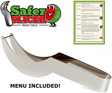 Watermelon Slicer and Corer, Stainless Steel; includes Gourmet Summer Recipe Menu! Use For Fruit Arrangements! Great for Pool Parties, Picnics and as a Home Kitchen Gift!