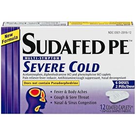 Sudafed PE Multi-Symptom Severe Cold Caplets, 12 Count