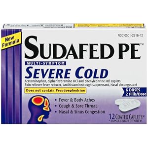 Sudafed PE Multi-Symptom Severe Cold Caplets, 12 Count by Sudafed