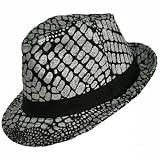 51HGOM9MBiL. SL160  SILVER CROCO TEXTURED SLEEK FEDORA HAT