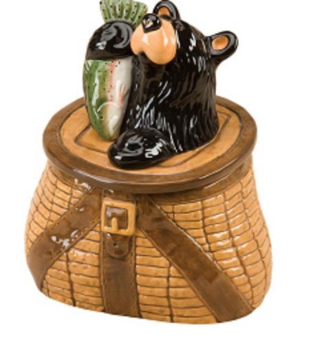Big Sky Carvers Bear in Creel Ceramic Cookie Jar